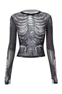 Stylish "Y2k Skull Print Black Top" with edgy design.