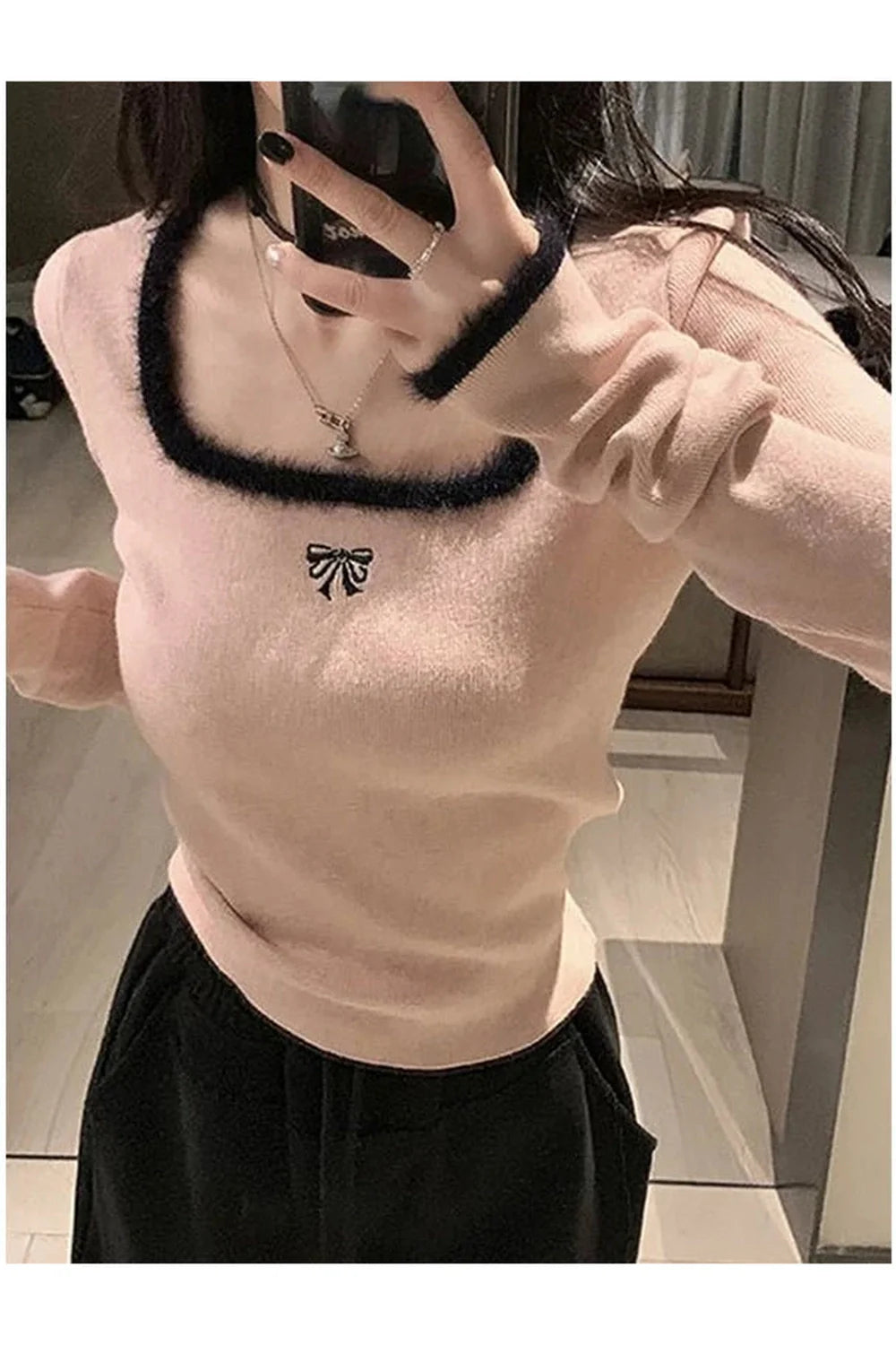 Y2K Square Collar Knit Jumper