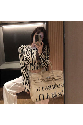 Zebra Long Sleeve Crop Top